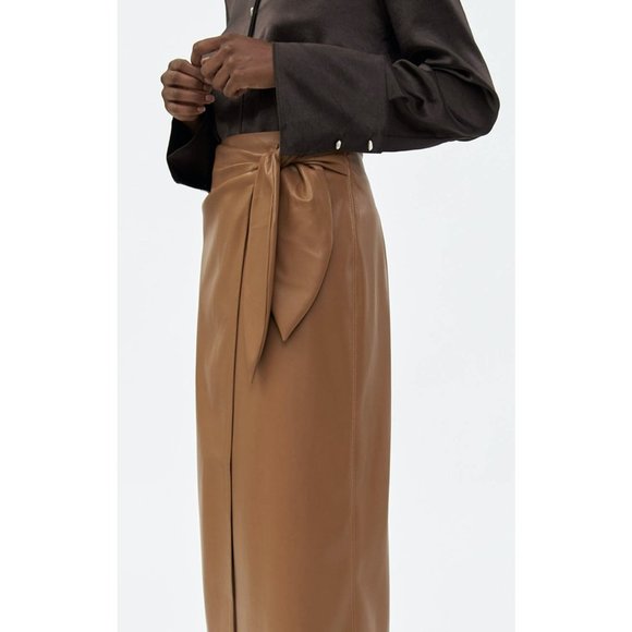 NANUSHKA Amas Vegan Leather Skirt Brown - Picture 3 of 8